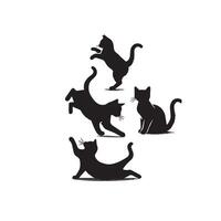 Cat silhouette on white background. Playing cat illustration. cat playing silhouette vector