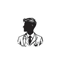 Doctor silhouette isolated on white background. Medical doctor illustration, doctor logo. vector