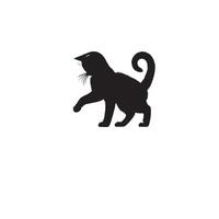 Cat silhouette on white background. Playing cat illustration. cat playing silhouette vector