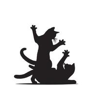 Cat silhouette on white background. Playing cat illustration. cat playing silhouette vector