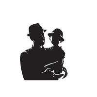 Father and son silhouette on white background. Father and son logo, illustration. vector