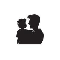 padre y hijo silueta en blanco antecedentes. padre y hijo logo, ilustración. vector