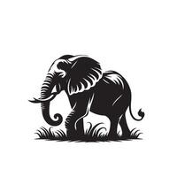 Elephant silhouette isolated on white background. Elephant logo. vector