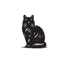 Cat silhouette on white background. Playing cat illustration. cat playing silhouette vector