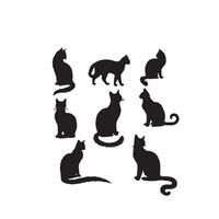 Cat silhouette on white background. Playing cat illustration. cat playing silhouette vector