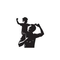 Father and son silhouette on white background. Father and son logo, illustration. vector