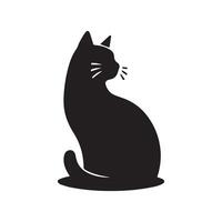 Cat silhouette on white background. Playing cat illustration. cat playing silhouette vector