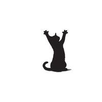 Cat silhouette on white background. Playing cat illustration. cat playing silhouette vector