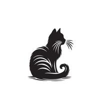 Cat silhouette on white background. Playing cat illustration. cat playing silhouette vector