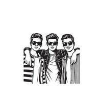 Friends silhouette on white background. Group of Friends' illustration. vector