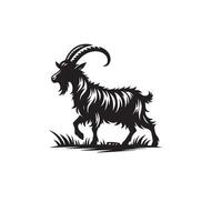 Goat silhouette on white background. Goat logo, Goat illustration vector