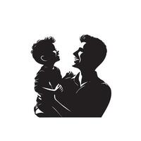 Father and son silhouette on white background. Father and son logo, illustration. vector