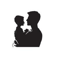 Father and son silhouette on white background. Father and son logo, illustration. vector