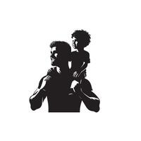 Father and son silhouette on white background. Father and son logo, illustration. vector