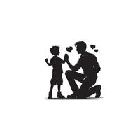 Father and son silhouette on white background. Father and son logo, illustration. vector