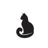 Cat silhouette on white background. Playing cat illustration. cat playing silhouette vector