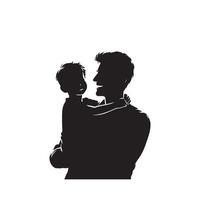 Father and son silhouette on white background. Father and son logo, illustration. vector