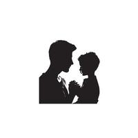 Father and son silhouette on white background. Father and son logo, illustration. vector