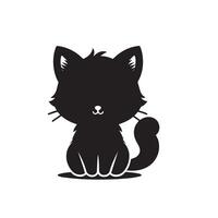 Cat silhouette on white background. Playing cat illustration. cat playing silhouette vector