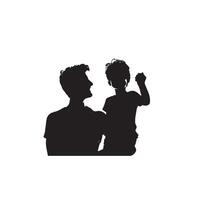 Father and son silhouette on white background. Father and son logo, illustration. vector