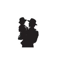 Father and son silhouette on white background. Father and son logo, illustration. vector