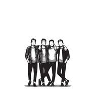 Friends silhouette on white background. Group of Friends' illustration. vector