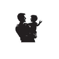 Father and son silhouette on white background. Father and son logo, illustration. vector