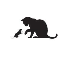 Cat silhouette on white background. Playing cat illustration. cat playing silhouette vector