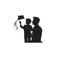 Father and son silhouette on white background. Father and son logo, illustration. vector