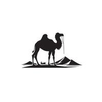 Camel silhouette on white background. Camel illustration, camel logo. vector