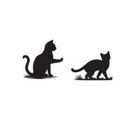 Cat silhouette on white background. Playing cat illustration. cat playing silhouette vector