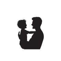 padre y hijo silueta en blanco antecedentes. padre y hijo logo, ilustración. vector