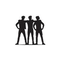 Friends silhouette on white background. Group of Friends' illustration. vector