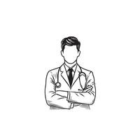 Doctor silhouette isolated on white background. Medical doctor illustration, doctor logo. vector