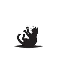 Cat silhouette on white background. Playing cat illustration. cat playing silhouette vector