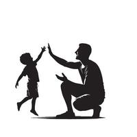 Father and son silhouette on white background. Father and son logo, illustration. vector