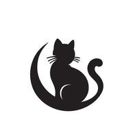 Cat silhouette on white background. Playing cat illustration. cat playing silhouette vector