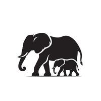 Elephant silhouette isolated on white background. Elephant logo. vector