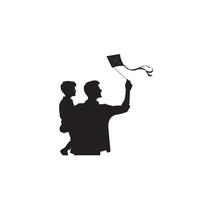 Father and son silhouette on white background. Father and son logo, illustration. vector