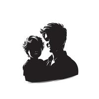 Father and son silhouette on white background. Father and son logo, illustration. vector