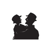 Father and son silhouette on white background. Father and son logo, illustration. vector