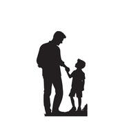 Father and son silhouette on white background. Father and son logo, illustration. vector