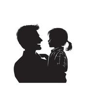 Father and son silhouette on white background. Father and son logo, illustration. vector