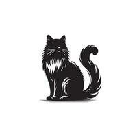 Cat silhouette on white background. Playing cat illustration. cat playing silhouette vector