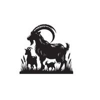 Goat silhouette on white background. Goat logo, Goat illustration vector