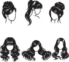 girl hairstyle bundle vector