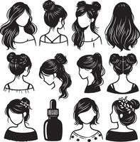 girl hairstyle bundle vector