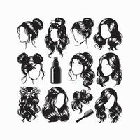 girl hairstyle bundle vector