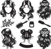 girl hairstyle bundle vector