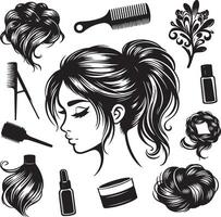 girl hairstyle bundle vector